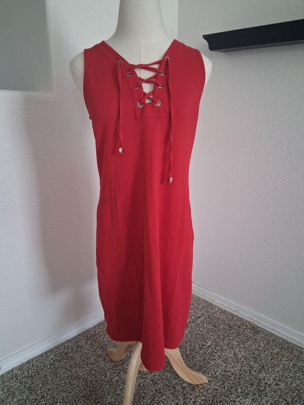 Tommy Bahama Red Lace-Up Midi Dress